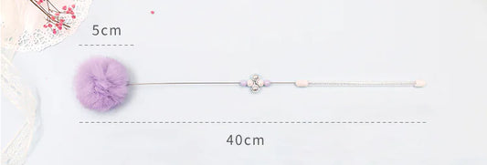 Colorful Pom Pom Cat Teaser Wand with Bell Toy