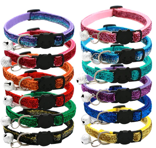 Adjustable Colorful Cat Collar with Bell for Pets